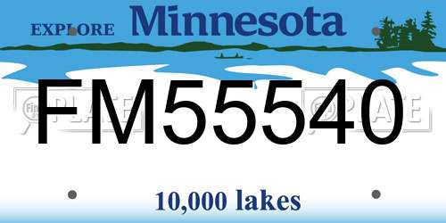 FM55540 Minnesota License Plate