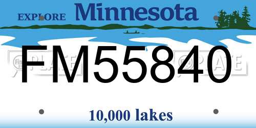 FM55840 Minnesota License Plate