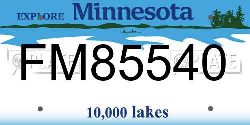 FM85540 Minnesota License Plate