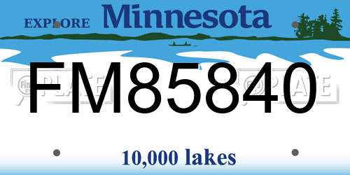 FM85840 Minnesota License Plate