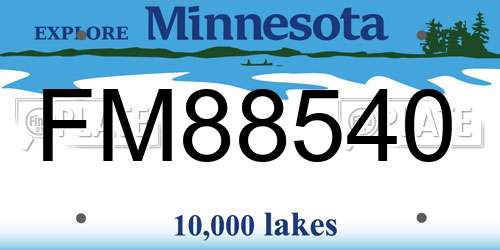 FM88540 Minnesota License Plate