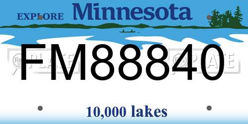 FM88840 Minnesota License Plate