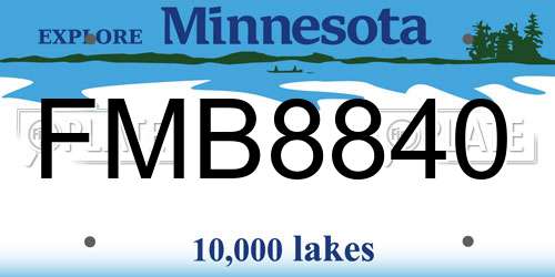 FMB8840 Minnesota License Plate