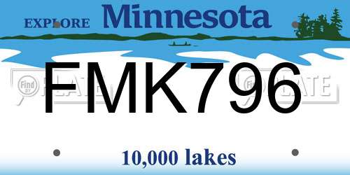 FMK796 Minnesota License Plate