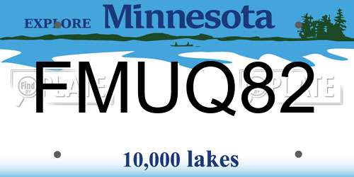 FMUQ82 Minnesota License Plate