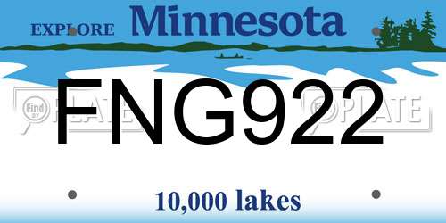 FNG922 Minnesota License Plate