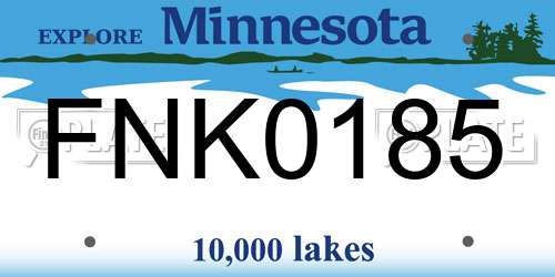 FNK0185 Minnesota License Plate