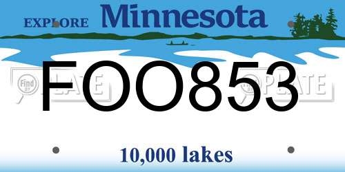 FOO853 Minnesota License Plate