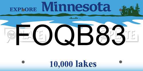 FOQB83 Minnesota License Plate