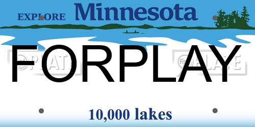FORPLAY Minnesota License Plate