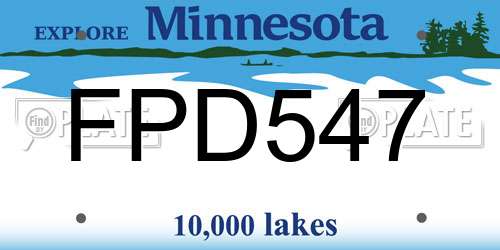 FPD547 Minnesota License Plate