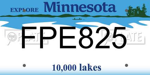 FPE825 Minnesota License Plate