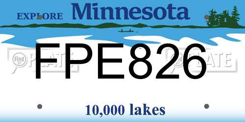 FPE826 Minnesota License Plate