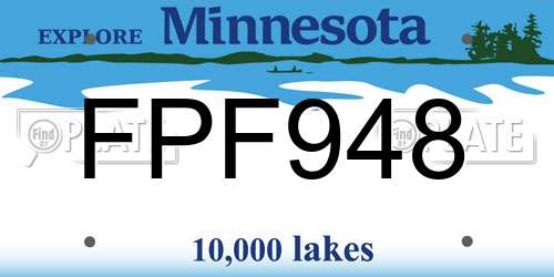 FPF948 Minnesota License Plate