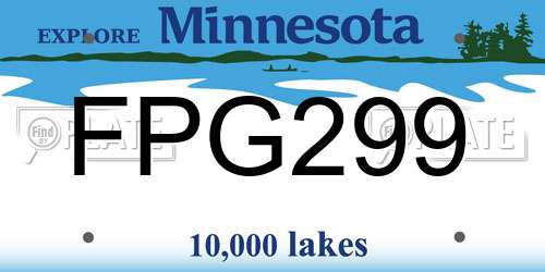 FPG299 Minnesota License Plate