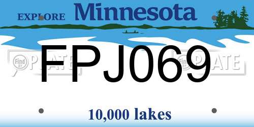 FPJ069 Minnesota License Plate