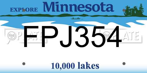 FPJ354 Minnesota License Plate