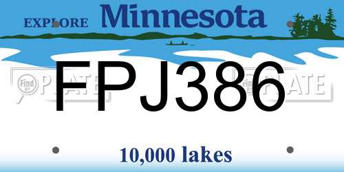 FPJ386 Minnesota License Plate