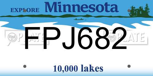 FPJ682 Minnesota License Plate