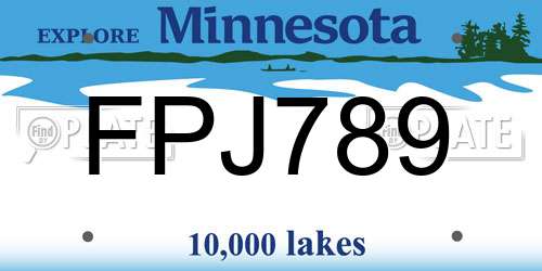 FPJ789 Minnesota License Plate