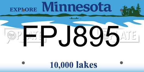 FPJ895 Minnesota License Plate