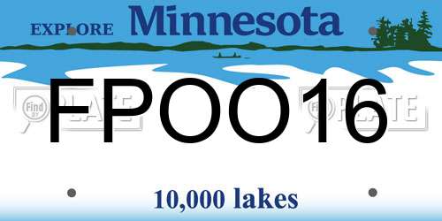 FPOO16 Minnesota License Plate