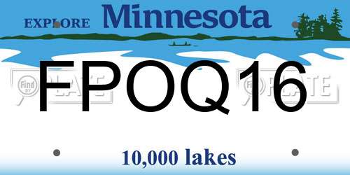 FPOQ16 Minnesota License Plate