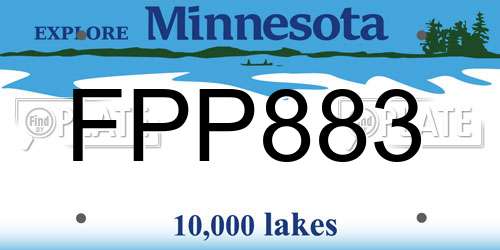 FPP883 Minnesota License Plate