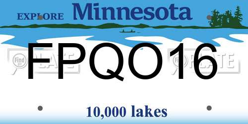 FPQO16 Minnesota License Plate