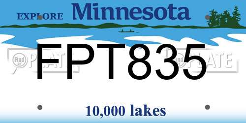FPT835 Minnesota License Plate