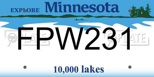FPW231 Minnesota License Plate