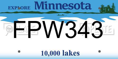 FPW343 Minnesota License Plate