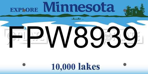 FPW8939 Minnesota License Plate