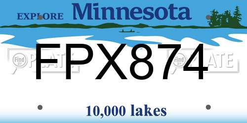 FPX874 Minnesota License Plate