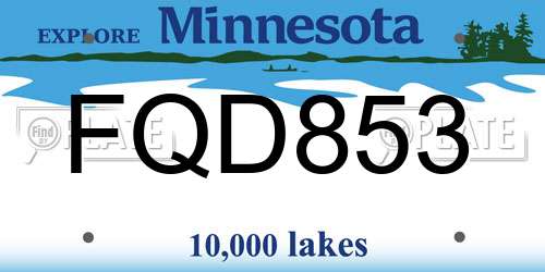 FQD853 Minnesota License Plate