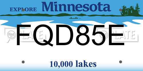 FQD85E Minnesota License Plate