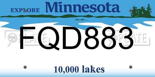 FQD883 Minnesota License Plate