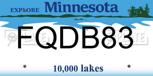 FQDB83 Minnesota License Plate