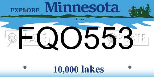 FQO553 Minnesota License Plate