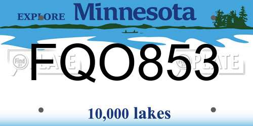 FQO853 Minnesota License Plate