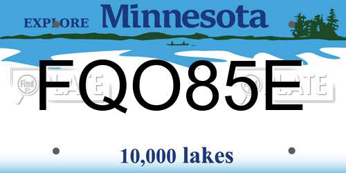 FQO85E Minnesota License Plate