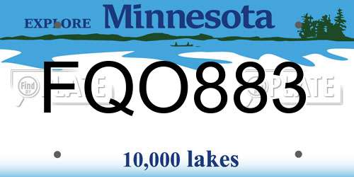 FQO883 Minnesota License Plate