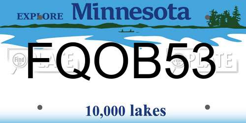 FQOB53 Minnesota License Plate