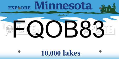FQOB83 Minnesota License Plate