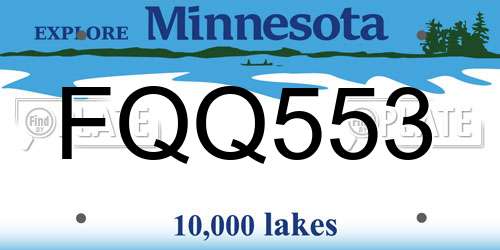 FQQ553 Minnesota License Plate