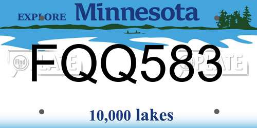 FQQ583 Minnesota License Plate