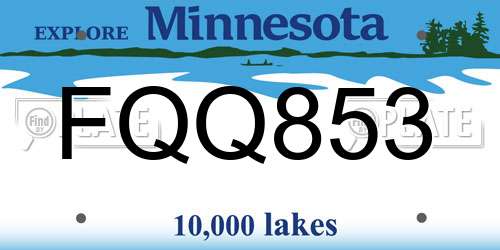 FQQ853 Minnesota License Plate