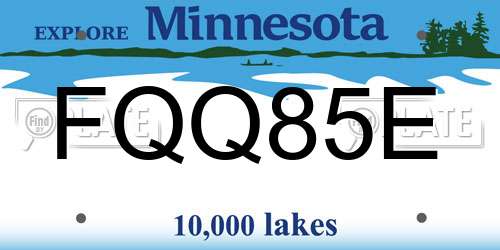 FQQ85E Minnesota License Plate