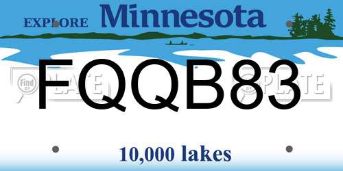FQQB83 Minnesota License Plate
