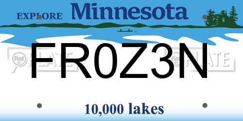 FR0Z3N Minnesota License Plate